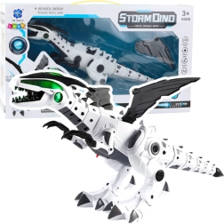 Dinosaurio robótico con alas móviles, luces y sonidos – blanco