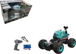 Coche acrobático RC azul con transformación