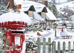 Puzzle Petirrojos en la nieve, 500 piezas