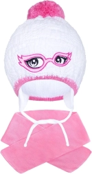 Gorro infantil de invierno tejido con bufanda New Baby rosa (3–4 años)