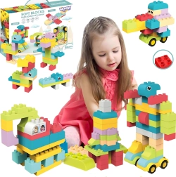 Bloques de construcción Woopie en colores pastel con animalitos, 86 piezas
