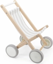 Carrito de muñecas de madera – madera natural, asiento de tela