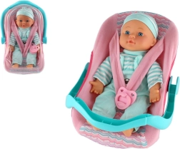 Muñeca bebé con cuerpo blando en portabebés con chupete 30 cm