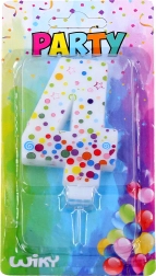 Vela para pastel de fiesta número 4 con lunares