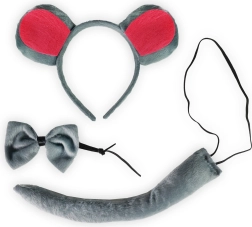 Set de disfraz de ratón con cola y pajarita