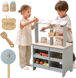 Cocina de madera y tienda 2 en 1 VIGA PolarB con accesorios