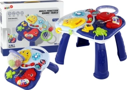 Mesa infantil interactiva 2 en 1 animales marinos con piano, reloj y cesta para pelotas