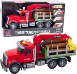 Camión forestal rojo con grúa 1:14 con luces y sonidos