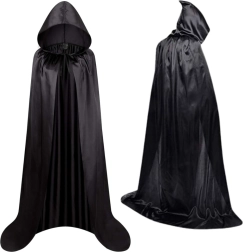 Capa negra de carnaval con capucha 150 cm