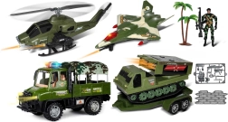 Camión de convoy militar con remolque y soldado 63 cm