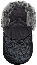 Saco de invierno de lujo New Baby con piel sintética, negro