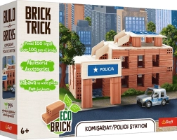 Trefl Brick Trick estación de policía – set de construcción con ladrillos reales, 100 piezas