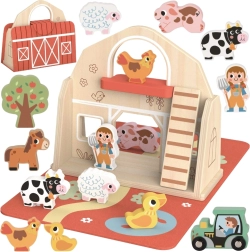 Tooky Toy Granja plegable de madera con figuritas de animales