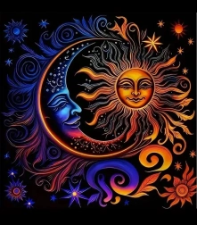 Pintura de diamantes Sol y Luna 30x40 cm