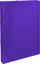 Caja archivadora de plástico A4 con goma elástica, morada