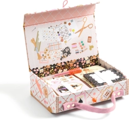 Maletín infantil con set de papelería y pegatinas TINOU rosa
