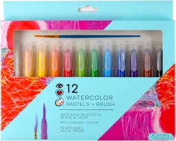 Pasteles acuarelables de 12 colores con pincel
