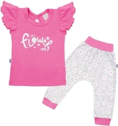 Conjunto infantil de algodón New Baby Happy Flower, rosa oscuro