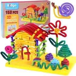 Set creativo de construcción flexible de “macarrones” y varillas – 150 piezas