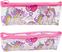 Estuche transparente para niña con unicornios
