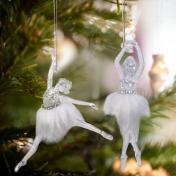Adorno navideño acrílico de bailarina, 2 unidades