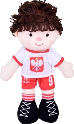 Muñeca de trapo de peluche futbolista con camiseta polaca