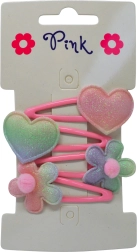 Horquillas para el pelo para niñas – flor y corazón, set de 4 uds.
