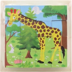 Cubos de madera para armar con animales, 16 uds