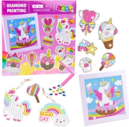 Set creativo de mosaico de diamantes con unicornios de colores