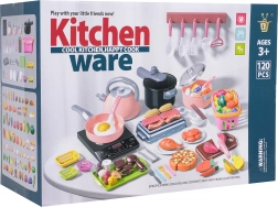 Mega set de cocina infantil con utensilios y alimentos, 120 piezas