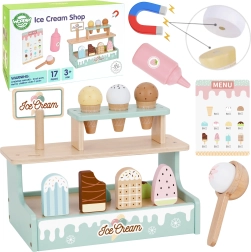 Puesto de helados de madera WOOPIE GREEN – juego de helados, 16 piezas