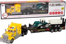 Camión de carga teledirigido con remolque de 60 cm y excavadora con luces