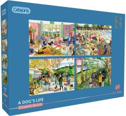 GIBSONS puzzle Vida de perros 4×500 piezas