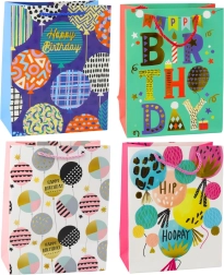 Bolsa de regalo de papel para cumpleaños 23 × 18 × 10,5 cm – motivos coloridos