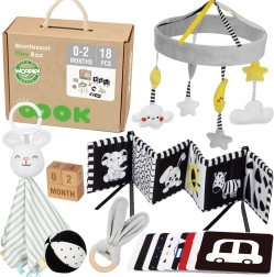 Caja educativa Montessori 7 en 1 para recién nacidos 0–2 meses WOOPIE GREEN