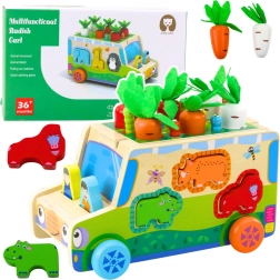Coche educativo de madera – clasificador de formas, laberinto y juego magnético