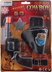 Pistola infantil de cápsulas con funda y placa