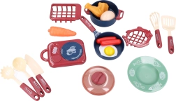 Set de cocina para niños con hornillo, utensilios y alimentos