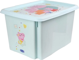 Caja de almacenamiento de plástico con tapa Peppa Pig de 30 l