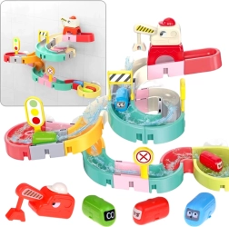 Set de pista de coches acuática para el baño con descensos y ventosas, 37 piezas