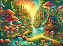 Puzzle de madera Wooden City bosque místico junto a la cascada, 1010 piezas