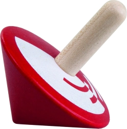 Peonza giratoria de madera roja