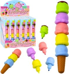 Subrayadores pastel con forma de helado, 5 colores, 18 cm