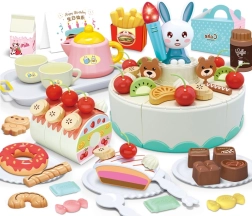 Woopie pastelería – tarta de cumpleaños para cortar y juego de té, 85 piezas