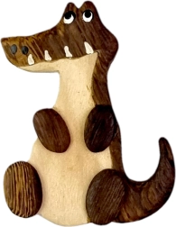 Imán de madera cocodrilo – decoración hecha a mano