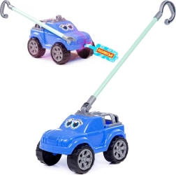 Cochecito azul con asa para niños