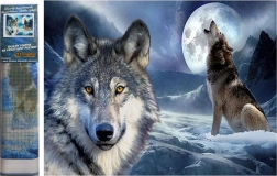 Pintura de diamantes – Luna llena del lobo 30 × 40 cm