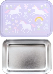 A Little Lovely Company caja de acero inoxidable para el almuerzo con unicornios y arcoíris
