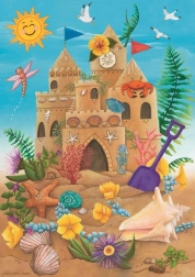 Puzzle "Castillo de arena bajo los rayos del sol" 35 piezas