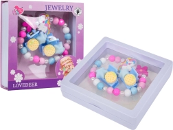 Set infantil de joyas con unicornio – pulsera rosa y horquillas